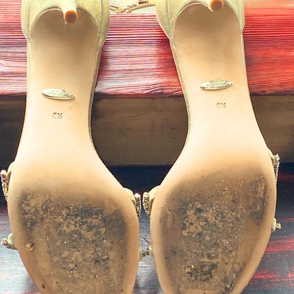 GLAMOROUS GOLD & RHINESTONE HEELS BADGLEY MISCHKA WEDDING SPECIAL EVENT  8.5 - Picture 6 of 10